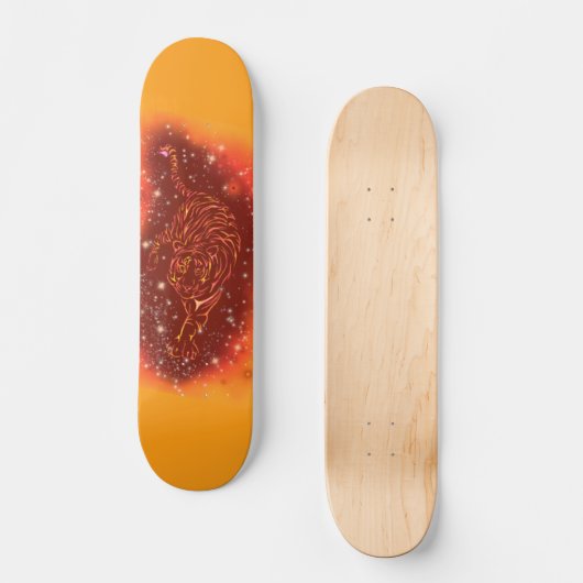 Fire Tiger Courir À Starry Night Skateboard (Recto)