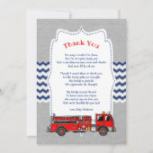 Fire Truck Baby shower dank u opmerking Kaart (Voorkant)