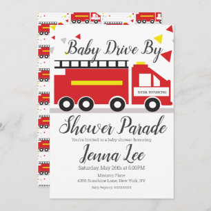 Fire Truck Baby shower Parade Kaart