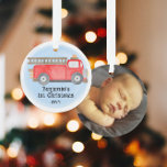 Fire Truck Baby's 1st Christmas Photo Keepsaké<br><div class="desc">Fire Truck Baby's 1st Christmas Photo Keepsaké Ornament * Des produits de coordination seront disponibles dans notre boutique. Contactez-nous si vous avez besoin que cette conception s'applique à un produit spécifique pour créer votre propre article de correspondance unique! Merci tellement pour voir un DoodleLulu par 2 juin conception de bogues!...</div>