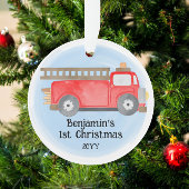 Fire Truck Baby's 1st Christmas Photo Keepsaké