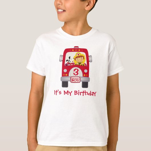 Fire Truck Birthday Boy T-shirt (Voorkant)