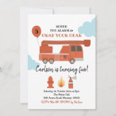 Fire Truck Boy Birthday Party Invitation Kaart (Voorkant)