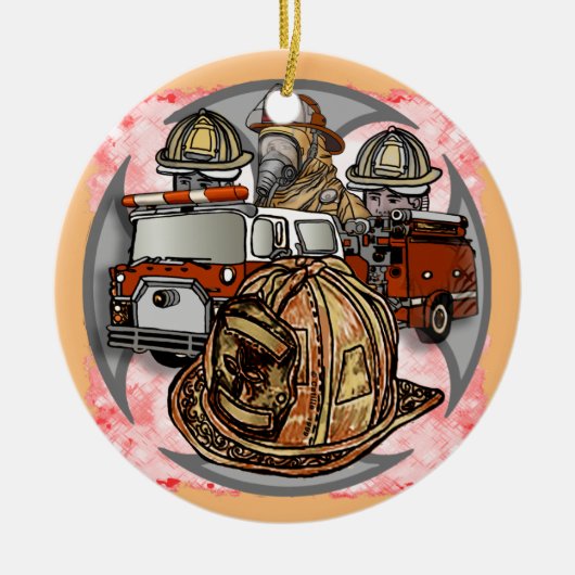 Fire Truck Cross brandweerman ornament (Voorkant)