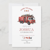 Fire Truck Fire Man Uitnodiging minimalistisch (Voorkant)
