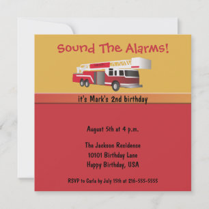 Fire Truck Fun Birthday Uitnodiging