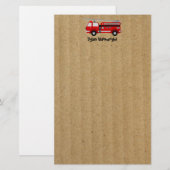 Fire Truck gepersonaliseerde briefpapier Kraft-pap (Voorkant / Achterkant)