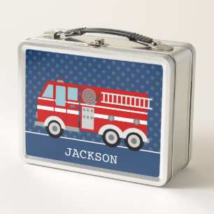 Fire Truck Navy Blue Polka Dot Aangepast Kind
