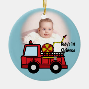 Fire Truck Photo Decoration Keramisch Ornament