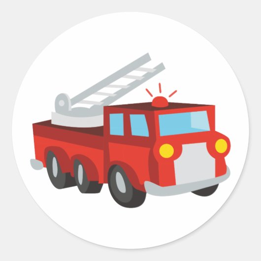 Fire Truck Ronde Sticker (Voorkant)