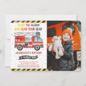 Fire Truck Verjaardag Foto Uitnodigingen (Voorkant)