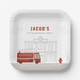 Fire Truck Verjaardagsfeestje Borden Papieren Bordje