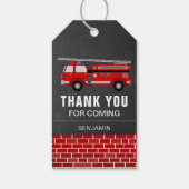 Fire Truck Verjaardagsfeestje Favor Cadeaulabel (Achterkant)