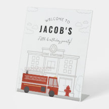 Fire Truck Verjaardagsfeestje Welkomstbord