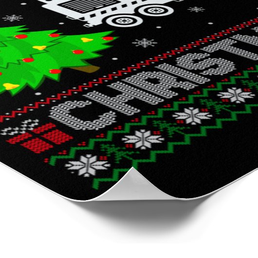 Fire Truck Xmas Tree Lighting Ugly Christmas Sweat Poster (Hoek)