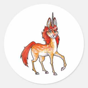 Fire Unicorn Ronde Sticker