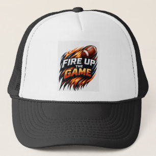 Fire Up the Game Football Hoed   Flame Football Sn Trucker Pet