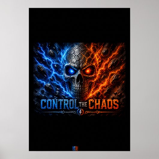 Fire vs Ice Schedel 3D T-shirt – Poster (Voorkant)