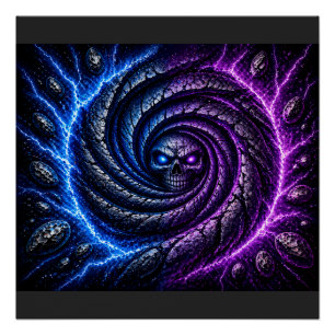 Fire vs Ice Schedel Vortex Poster – Hypnotisch Opt Perfect Poster