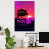Fire Watch Lookout Tower Poster (Thuiskantoor)