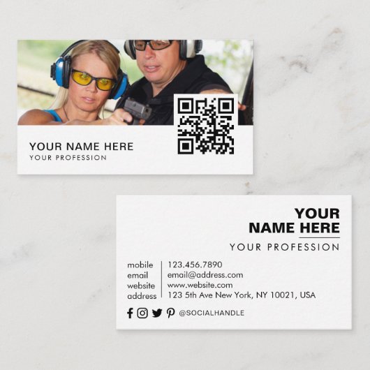 FIrearms Instructor QR-code Visitekaartje (Voorkant / Achterkant)