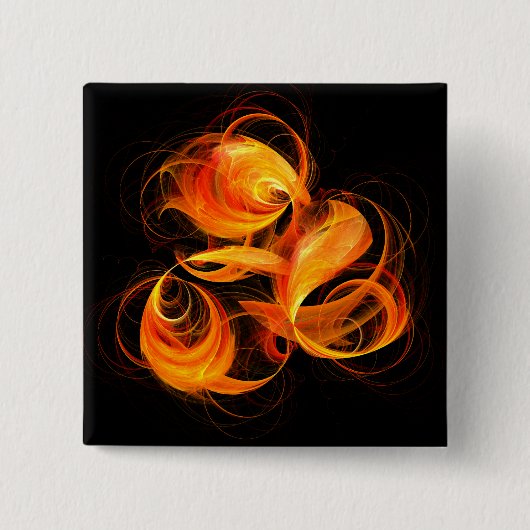 Fireball Abstract Art Button (vierkant) (Voorkant)