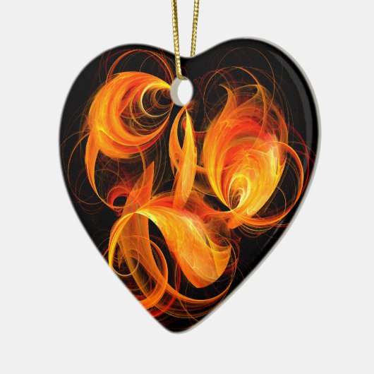 Fireball Abstract Art Heart Ornament (Links)