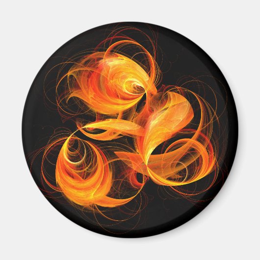 Fireball Abstract Art Round Magnet Magneet (Voorkant)