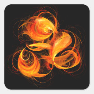 Fireball Abstract Art Square Sticker