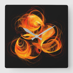 Fireball Abstract Art Square Vierkante Klok