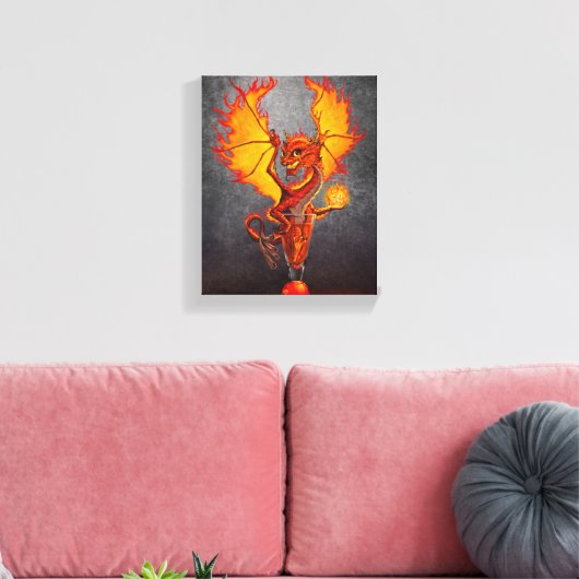 Fireball Dragon 8x10 Canvas afdrukken (Insitu (Woonkamer))