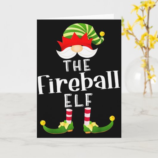 Fireball Elf Group Christmas Funny Pajama Party Kaart (Gele Bloem)