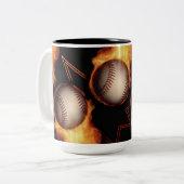 Fireball Pattern Baseball Lovers Mug Tweekleurige Koffiemok (Voorkant links)
