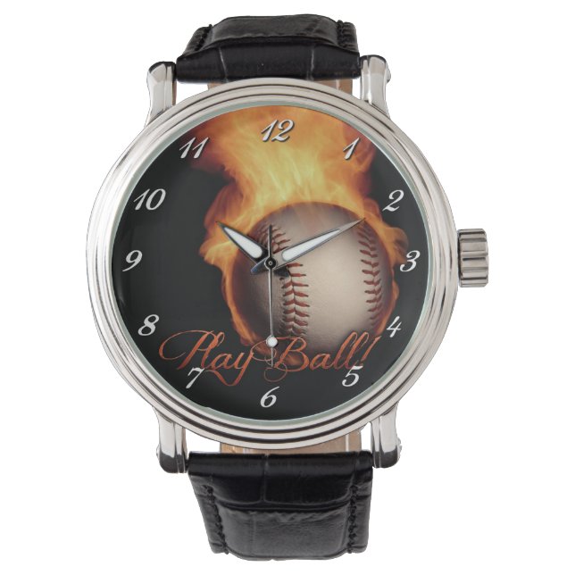 Fireball Pattern Baseball Lovers Wrist Watch 2 Horloge (Voorkant)