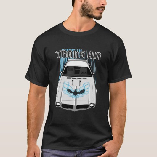 Firebird Trans am 73 - White and Blue ted Scoop T-shirt (Voorkant)