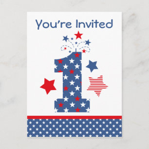 Firecracker 1er Anniversaire Carte postale Invitat