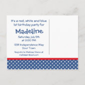 Firecracker 1er Anniversaire Carte postale Invitat (Dos)