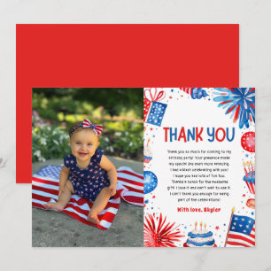 Firecracker 4 juillet Anniversaire Carte de remerc