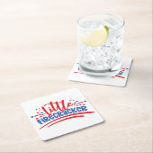 Firecracker 4 juli vierkante kartonnen onderzetter (Insitu)