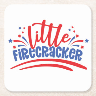 Firecracker 4 juli vierkante kartonnen onderzetter