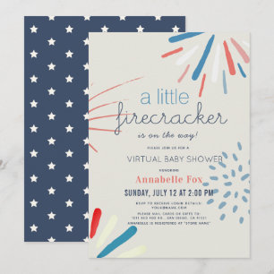 Firecracker 4 juli virtueel Baby shower Kaart
