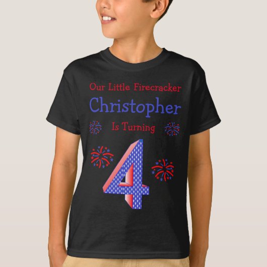Firecracker 4th Birthday T-Shirt (Voorkant)