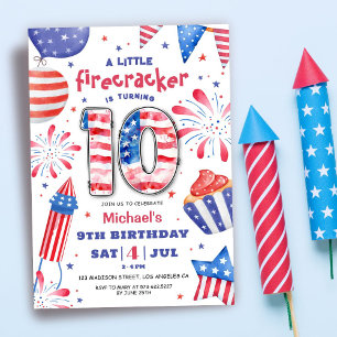Firecracker 4th juli 10th Birthday Patriotic Schat Kaart