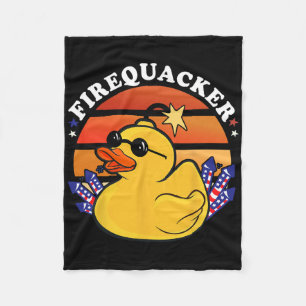 Firecracker Duck 4th of July Patriotic Day Verenig Fleece Deken