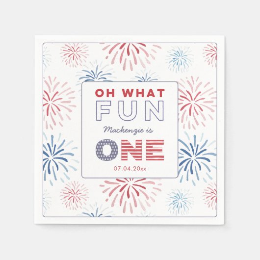 Firecracker Fun is een eerste verjaardag Servet (Voorkant)
