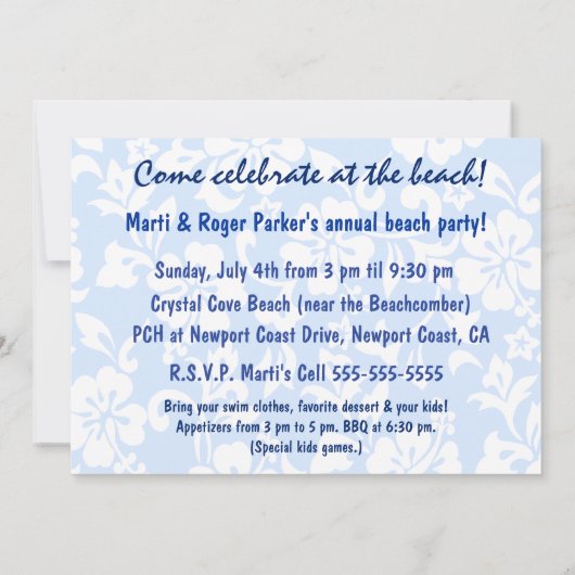 Firecracker Hula Meisje Patriottische Uitnodiginge Kaart (Achterkant)