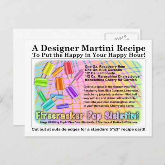 Firecracker Ice Cream Martini Recept Kaart Briefka (Voorkant / Achterkant)