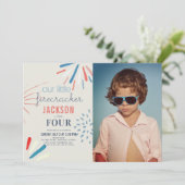 Firecracker Juli 4de Foto van het Vuurwerk Verjaar Kaart (Staand voorkant)