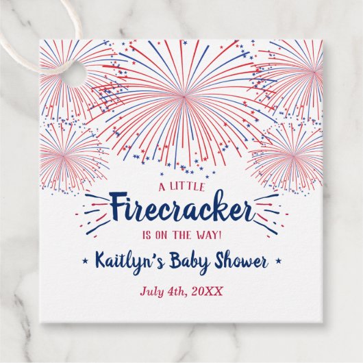 Firecracker onderweg! 4 juli Baby shower Bedankjes Labels (Voorkant)