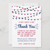 Firecracker onderweg! 4 juli Baby shower Bedankkaart (Voorkant)